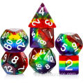 Rainbow Transparent Rainbow Polyédrico RPG DICE Set para D&amp;D Dungeons and Dragons Game